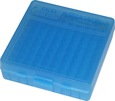 Mtm Ammo Box 100 Round Flip-top 40 10mm 45 Acp Clear Blue