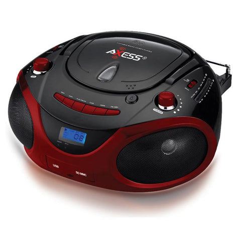 Axess Portable Mp3-cd-usb-sd Boombox With Amfm Stereo Red