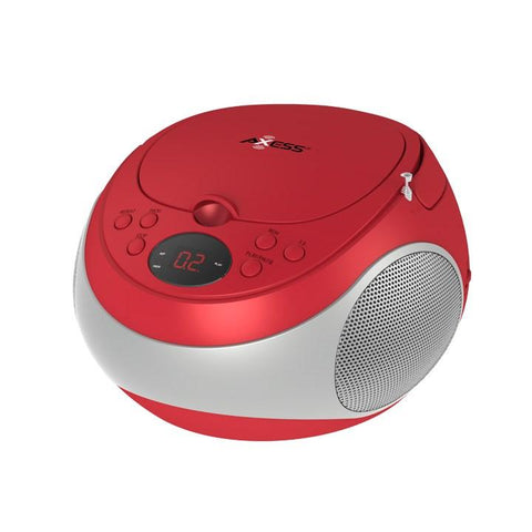 Axess Stereo Cd Player Am-fm Radio Led Display Headphone Jack Ac Power Batteries Not Included Red