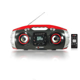 Axess Portable Bluetooth Fm Radio Cd Mp3 Usb Sd Heavy Bass Boombox Red