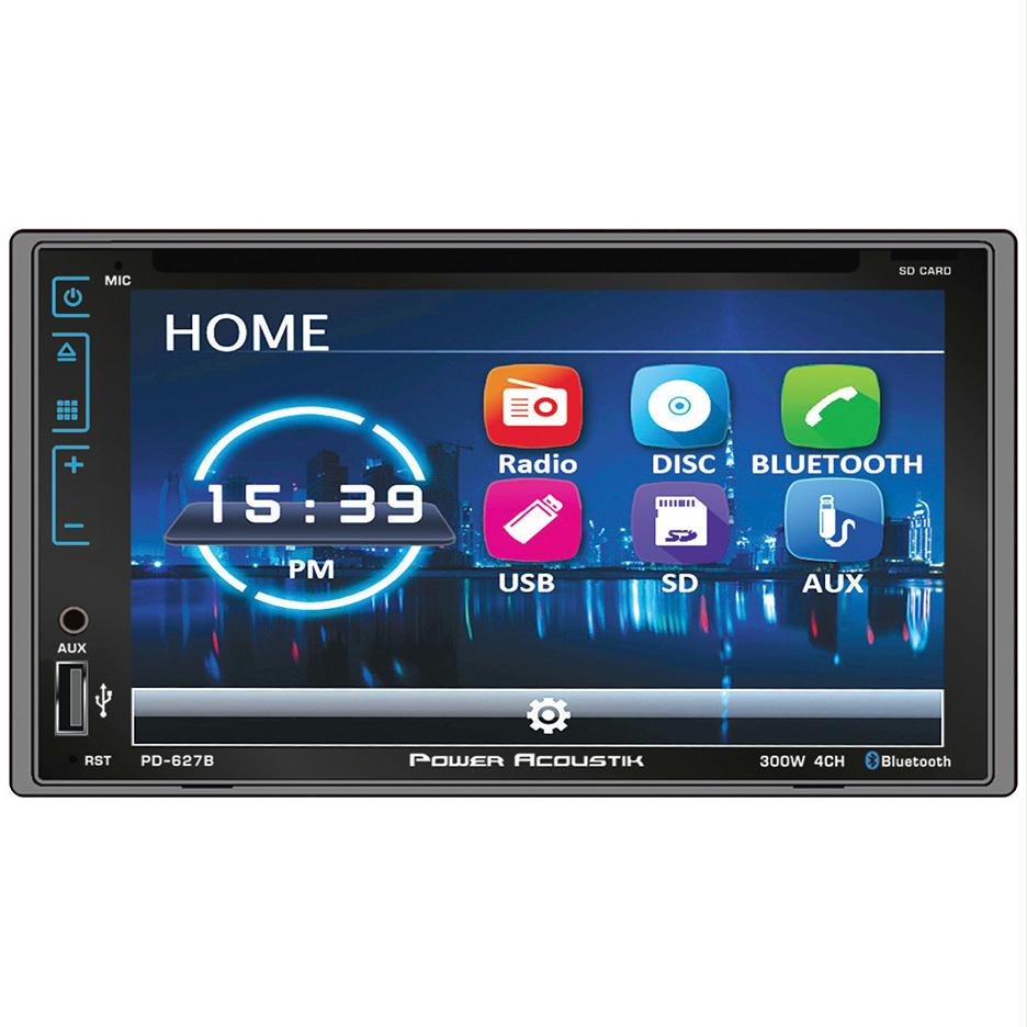 Power Acoustik D.din 6.2" Am-fm-cd-dvd-bt With Capacitive Flat Glass Face