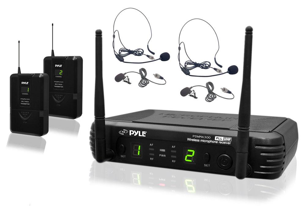 Pyle Uhf Mic System 2 Body Packs 2 Head Sets