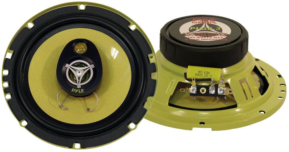 Speaker 6.5" 3-way Pyle Gear 280watts; Yellow Basket-cone