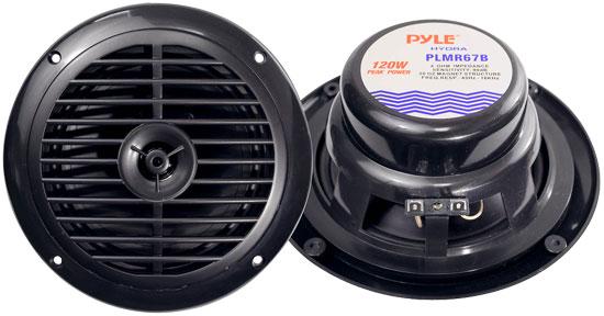 Pyle 6.5" Hydra Marine Speakers Black 2-3-8" Md