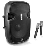 Pyle 12" 1000w Bt Portable Loudspeaker W-2 Wireless Mics And Remote Lcd Readout Rechargable.