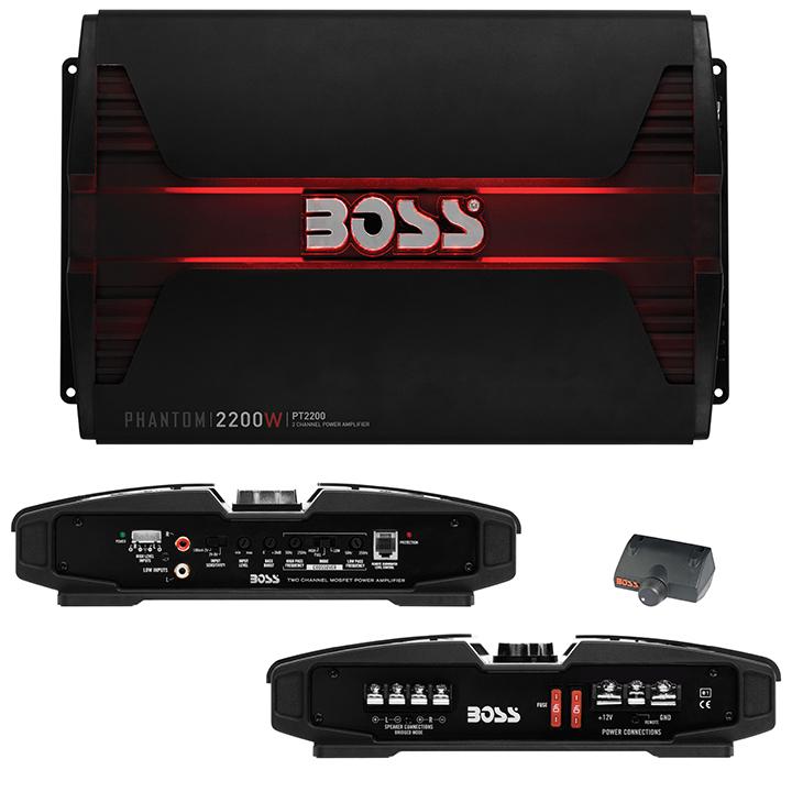 Boss Phantom 2200 Watts 2channel Power Amplifier Remote Subwoofer Level Control