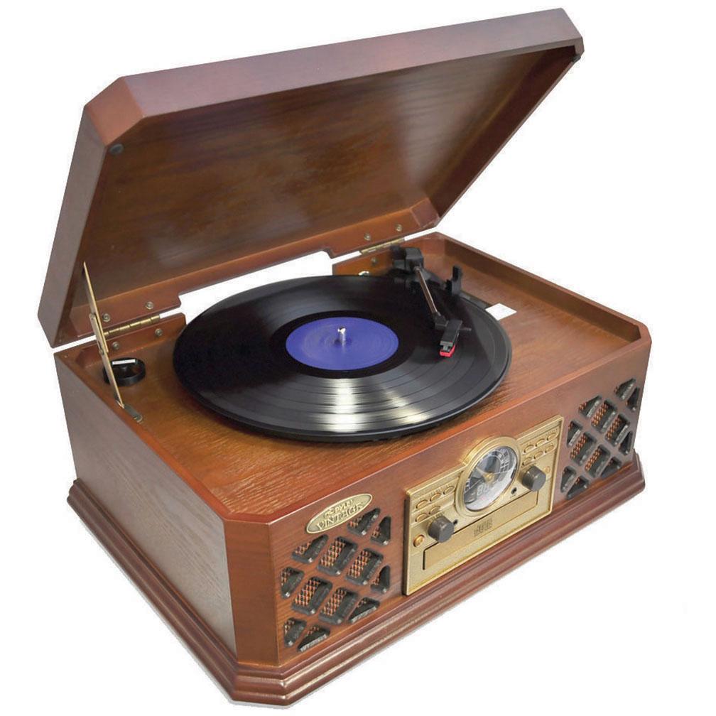 Pyle Retro Turntable With Bluetooth Cd Cassette Radio Auxiliary Input