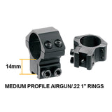 Utg 1 Inch -2pcs Medium Profile Airgun Rings W-stop Pin