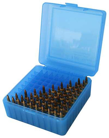 Mtm Ammo Box 100 Round Flip-top 223 204 Ruger 6x47 Clear Blue