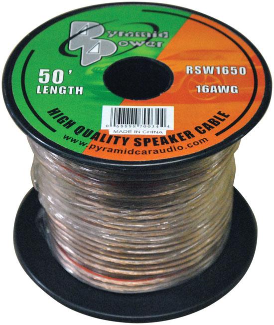 Speaker Wire Pyramid 16 Ga. 50 Ft. Clear