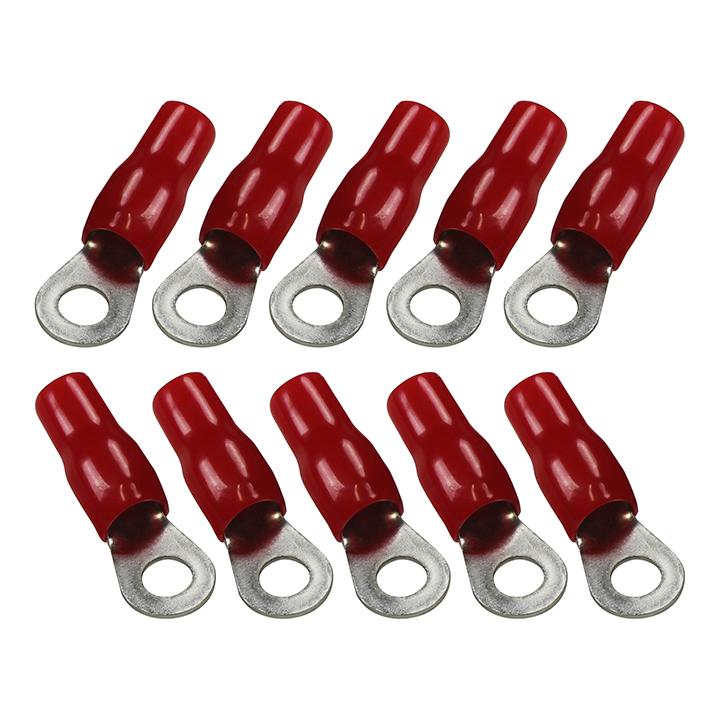 Orion Cobalt Series 4 Gauge Ring Terminals 10 Pcs.  5-16 Hole - Red