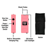 Sabre Short Stun Gun With Led Flashlight - Pink (0.704 Uc) W-holster