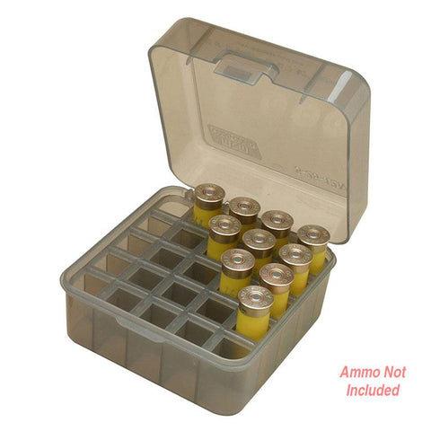 Mtm Shotshell Box 25 Round Flip-top 12 20 Gauge Up To 3 Inch Clear Smoke