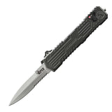 Schrade Viper 3 Otf Black Handle Bead Blast Blade Serrated