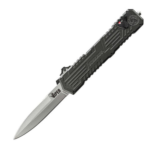 Schrade Viper 3 Otf Black Handle Bead Blast Blade Plain