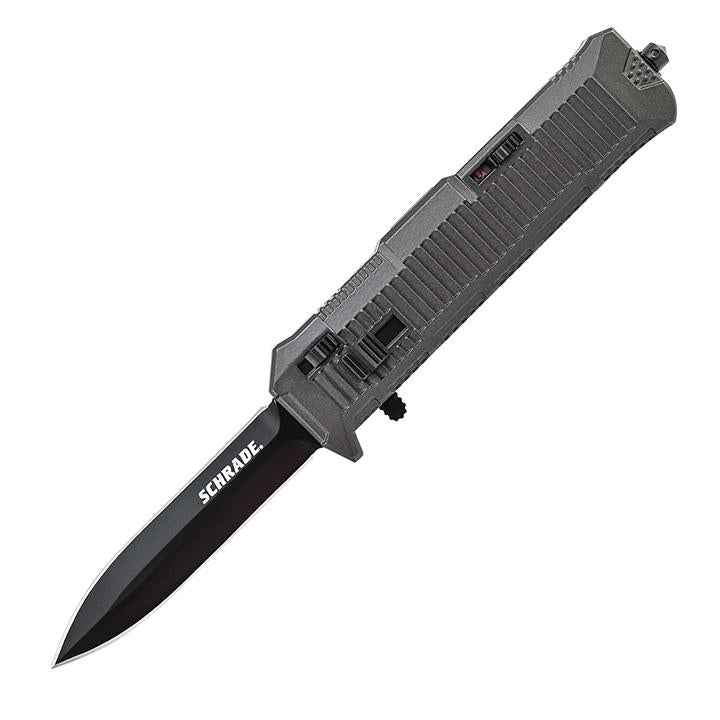 Schrade Extreme Survival Viper Otf Assisted Double Edge Spear Point Blade Aluminum Handle Black