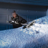 Snow Joe Led Gry 4 In 1 Telescoping Snow Broom Ice Scraper 18 In Foam Head Headlights Grey