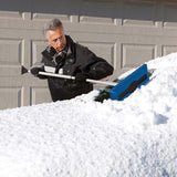 Snow Joe 2 In 1 Telescoping Snow Broom Ice Scraper 18 In Foam Head Blue