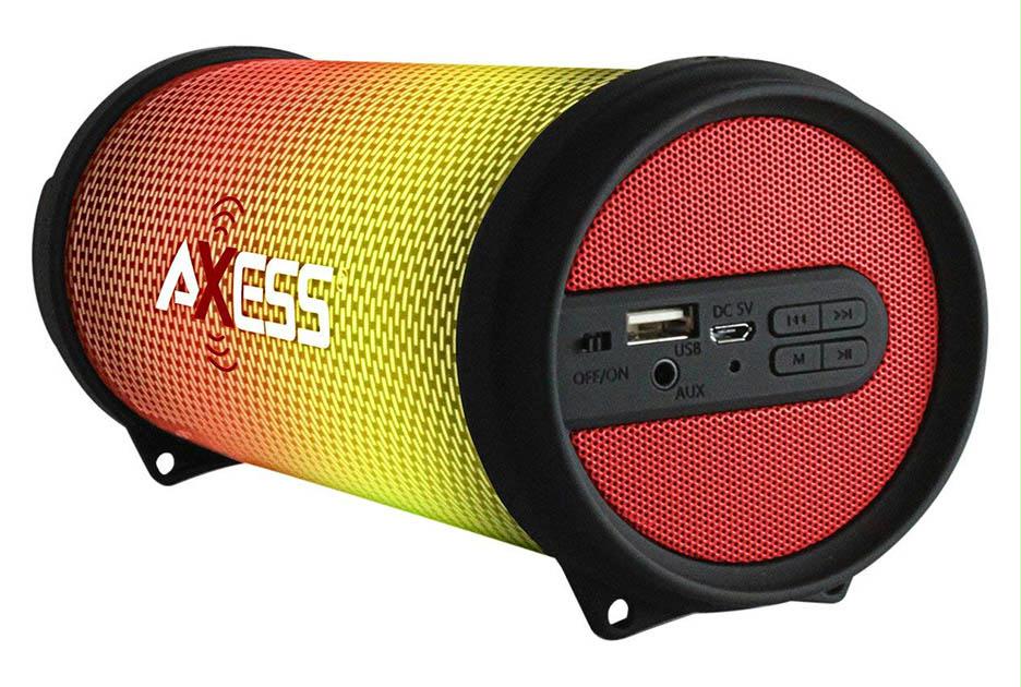 Axess Spbl1044 Vibrant Plus Red Hifi Bluetooth Speaker With Disco Led Lights In Red