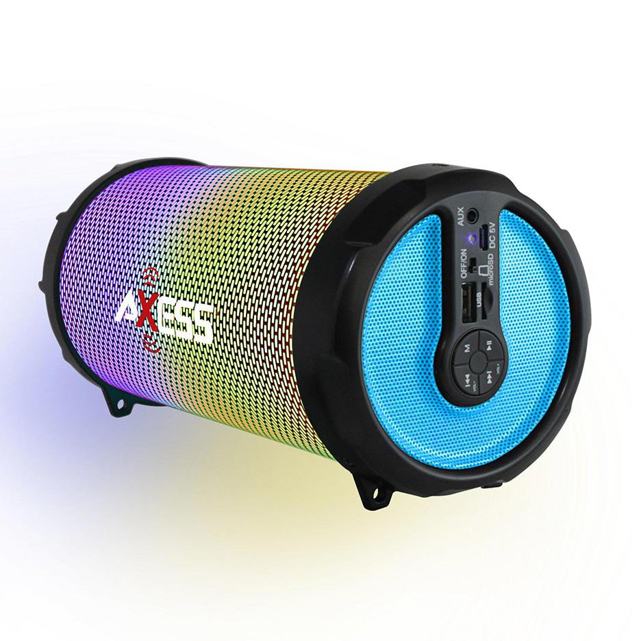 Axess Vibrant Plus Black Hifi Bluetooth Speaker With Disco Led Lights In Blue