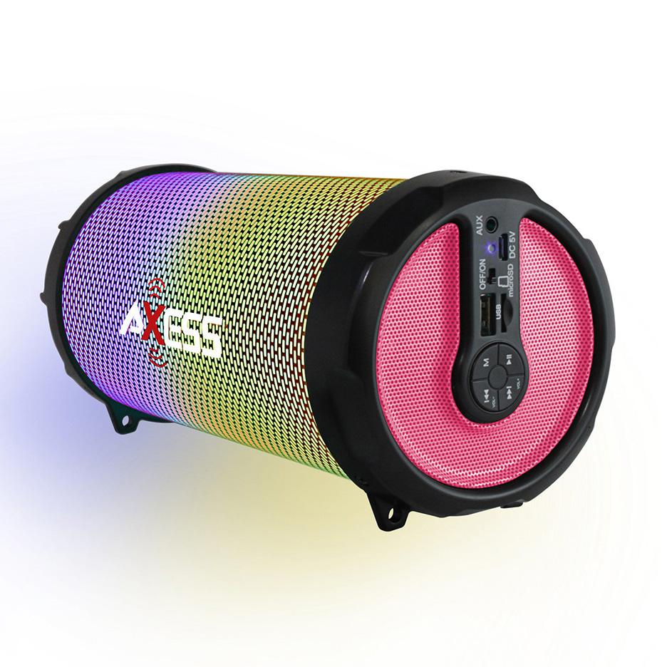 Axess Vibrant Plus Black Hifi Bluetooth Speaker With Disco Led Lights In Pink