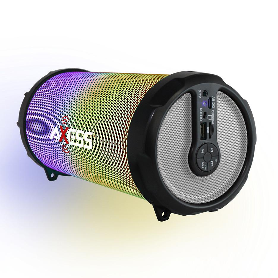 Axess Vibrant Plus Black Hifi Bluetooth Speaker With Disco Led Lights In Silver