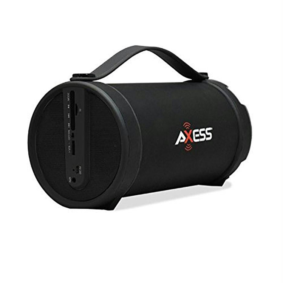 Axess Black Portable Bluetooth Indooroutdoor 2.1 Hifi Cylinder Loud Speaker With Builtin 4 Inch Sub