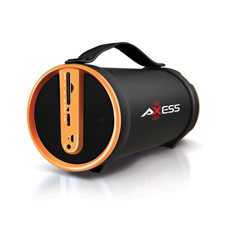 Axess Yellow Portable Bluetooth Indooroutdoor 2.1 Hifi Cylinder Loud Speaker With Builtin 4 Inch Sub