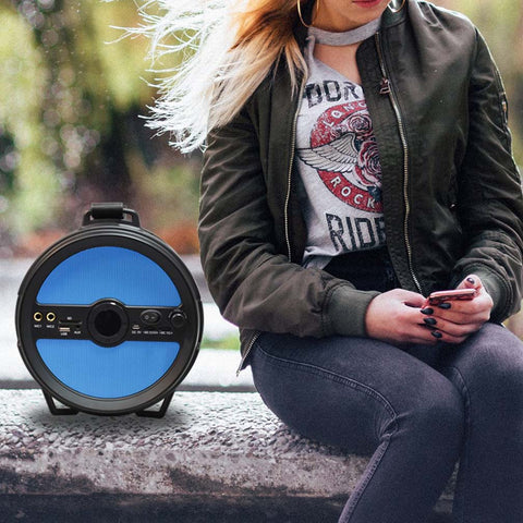 Axess Portable Bluetooth 2.1 Hi-fi Cylinder Loud Speaker Built-in 6" Sub Blue
