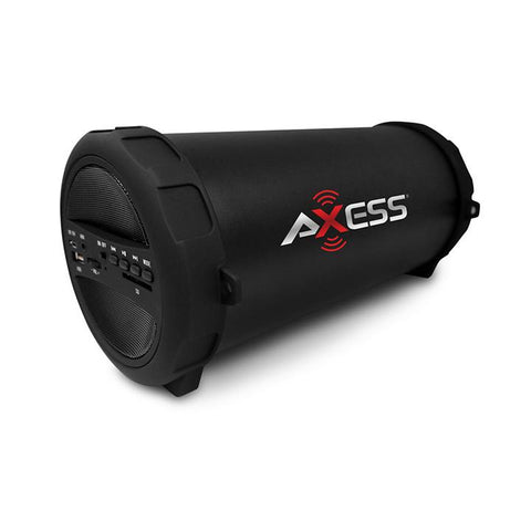 Axess Portable Thunder Sonic Bluetooth Cylinder Loud Speaker Builtin Fm Radio Sd Card Usb Aux Black