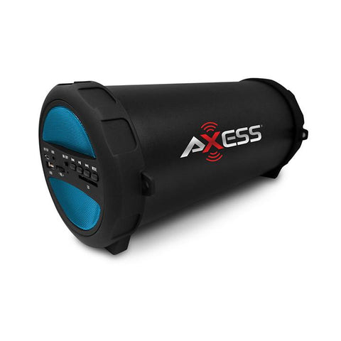 Axess Portable Thunder Sonic Bluetooth Cylinder Loud Speaker Builtin Fm Radio Sd Card Usb Aux Blue