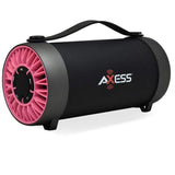 Axess Portable In Outdoor Bluetooth Speaker Builtin Radio Rechargeable Battery 4inch Subwoofer Pink