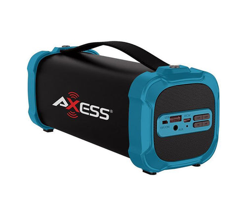 Axess Indoor-outdoor Bluetooth Media Speaker 3.5mm Line-in Jack Rechargeable Battery Subwoofer Blue