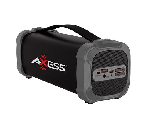 Axess Indoor-outdoor Bluetooth Media Speaker 3.5mm Line-in Jack Rechargeable Battery Subwoofer Grey