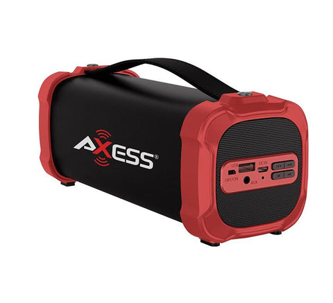 Axess Indoor-outdoor Bluetooth Media Speaker 3.5mm Line-in Jack Rechargeable Battery Subwoofer Red