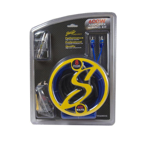 Stinger 8 Ga Copper 600w Amp Kit W-blue Twisted Rca