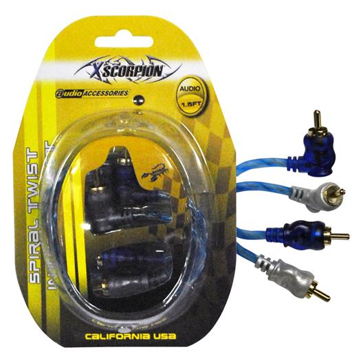 Rca Cable 1.5' Right Angle Blue-platinum Twisted