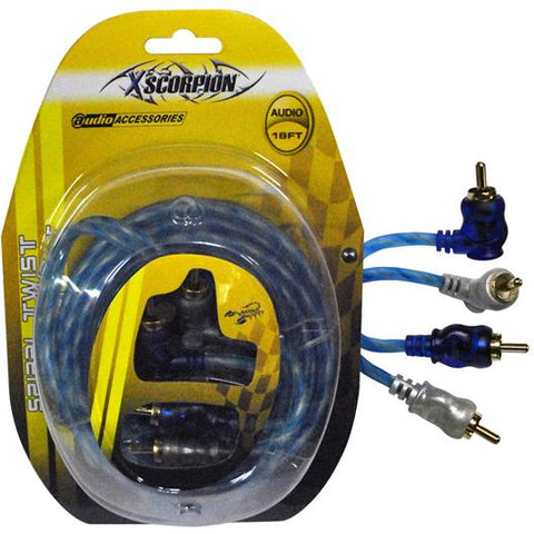 Rca Cable 18' Right Angle Blue-platinum Twisted