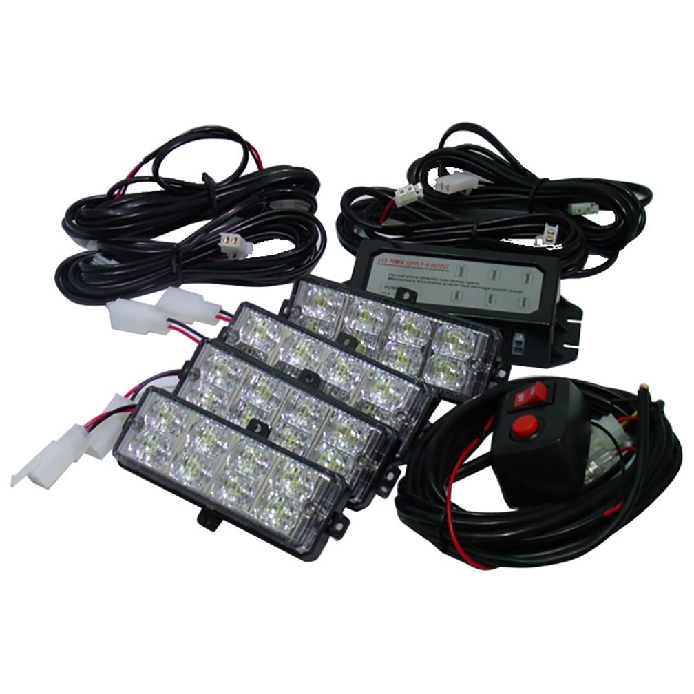 Street Vision (4) L.e.d Grill Strobe Light Kit—white*each*