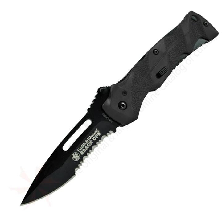 Smith & Wesson Bk Ops Magic Assisted Open Liner Lock Fold Partially Serrated Drop Pnt Blade