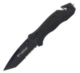 Smith & Wesson Extreme Ops Liner Lock Folding Knife Partially Serrated Drop Point Tanto Blade