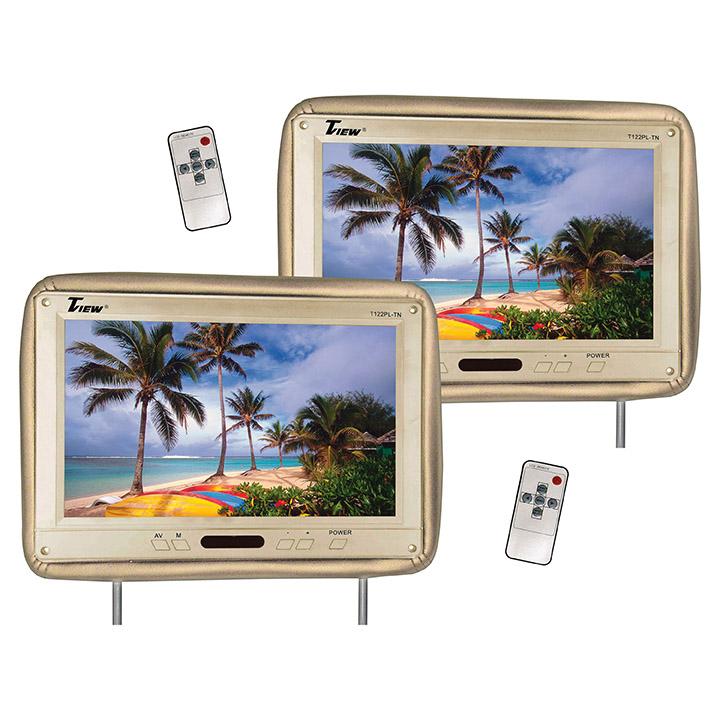 Tview 12.1" Headrest Monitor Ir Transmitter Remotes Tan Pair