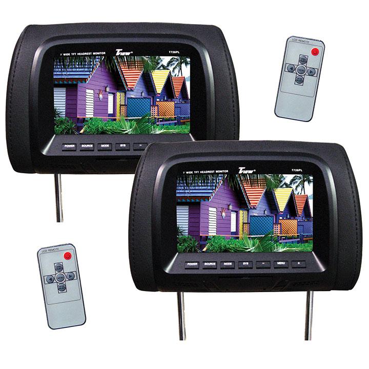 Tview 7" Tft-lcd Car Headrest And Monitorpair Black