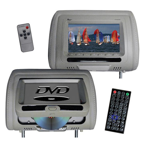 Tview 7" In Headrest Monitor With Dvd Player Built In Speakers Remote Gray
