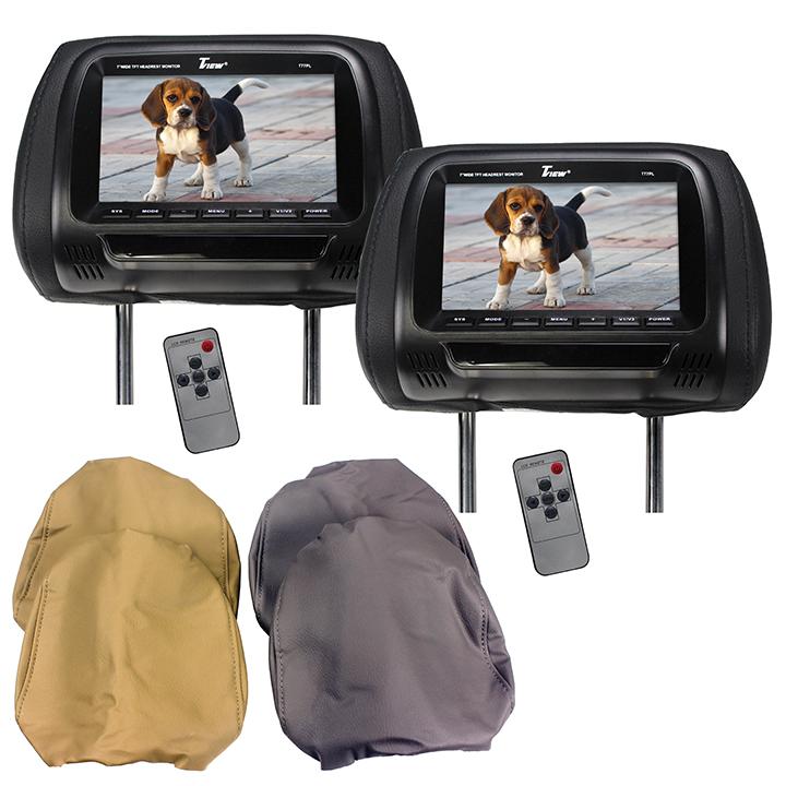 Tview 7" Tft Lcd Headrest Monitor 3 Interchangeable Headrest Covers Ir Transmitter