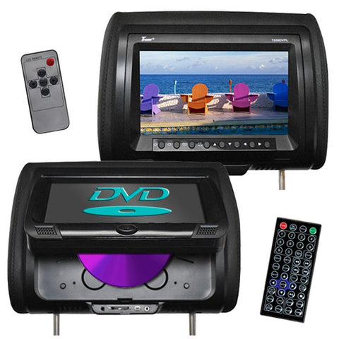 Tview 9" Headrest Monitor With Dvd Player Sold In Pairs Black