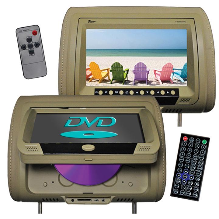 Tview 9" Headrest Monitor With Dvd Player Sold In Pairs Tan