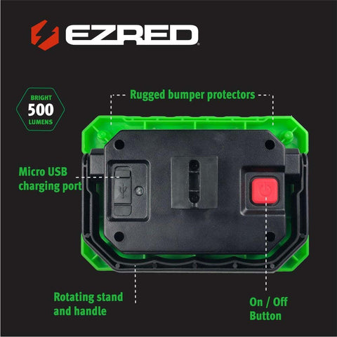 Ez Red Extreme Magnet Worklight Green Logo Cob Color Box Uhl-mag & Micro-usb Cord