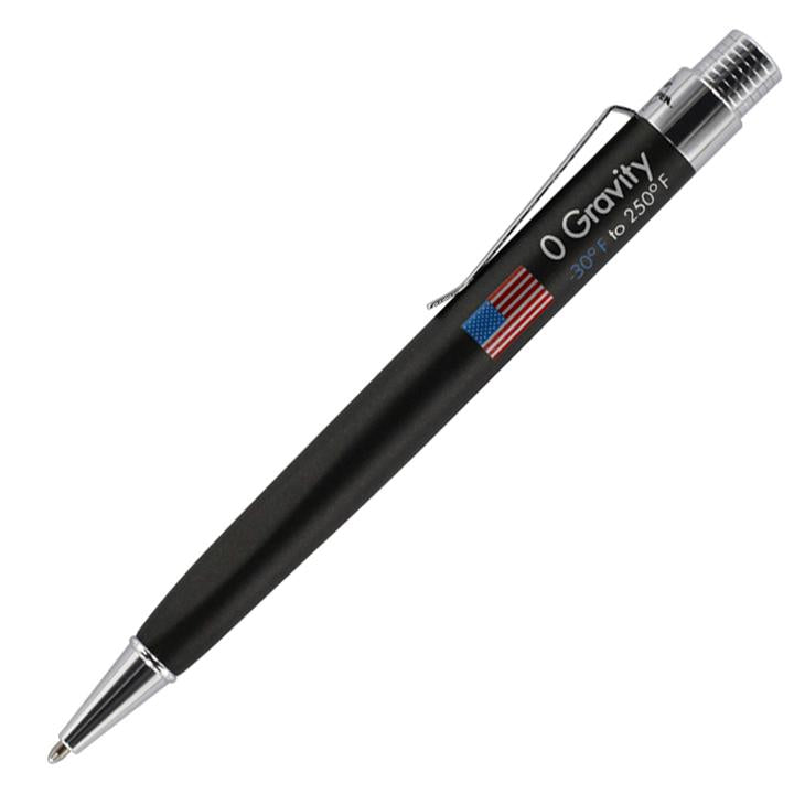 Fisher Space Zero Gravity Space Pen With U.s. Flag Imprint Black Rubber Finish